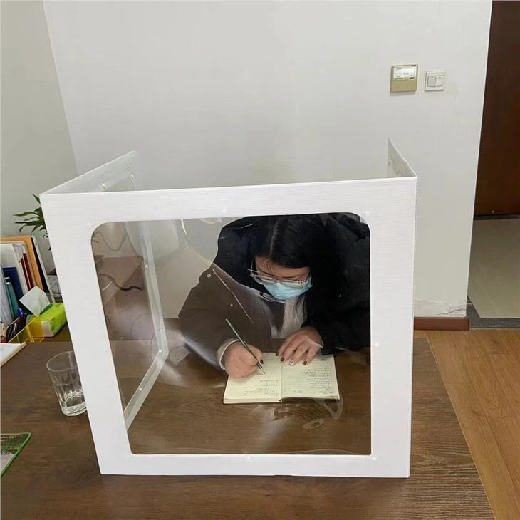 3-Side Foldable PP Corrugated Desktop Sneeze Guard For Students